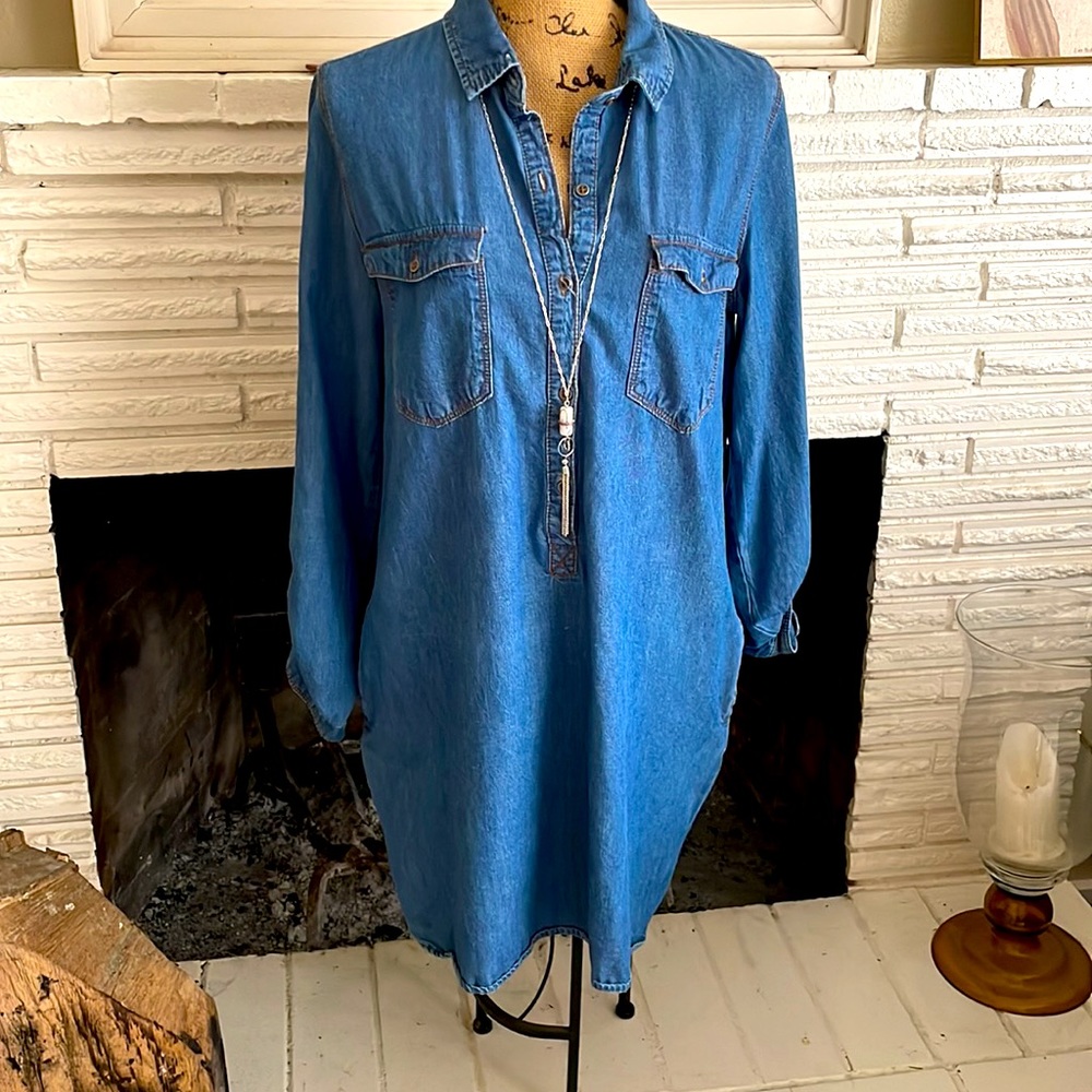 Girl krazy lg denim fitted dress/shirt must have